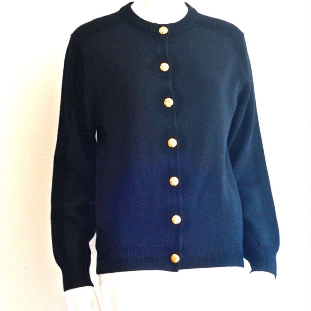 John scott black merino wool cardigan